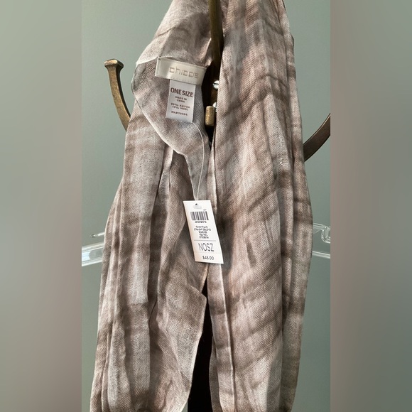 Chico's Neutral Colored Plaid Wool Blend Scarf 23 x 72" NWT - Picture 5 of 8